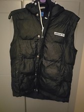 Adidas Hoodie Gillet Men's Full Zip Up Hooded Jacket Black Size Extra Small