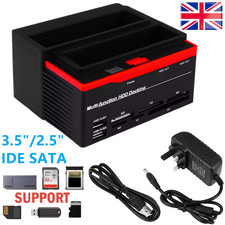 Hard Drive Docking Station HDD Dual-Bay External Reader for 2.5" 3.5" SATA IDE
