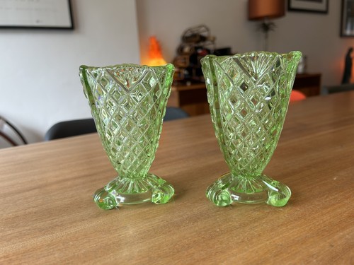 Pair vintage art deco - art, green