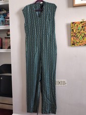 Reiss Women's Jumpsuit Size 12 100% Silk Sleeveless Turquoise Blue