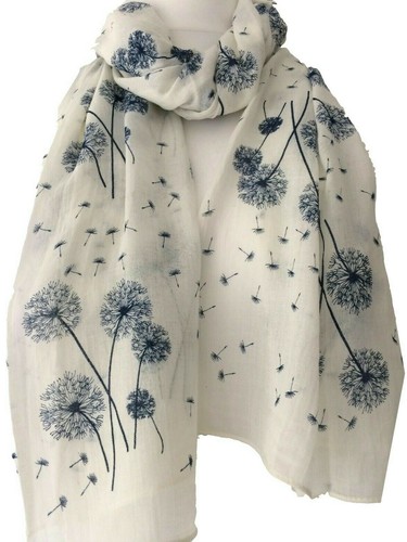 Cream floral scarf - cream, navy