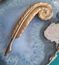 Vintage Copper Feather Brooch Statement Autumnal Natural Cottage Core Pin 