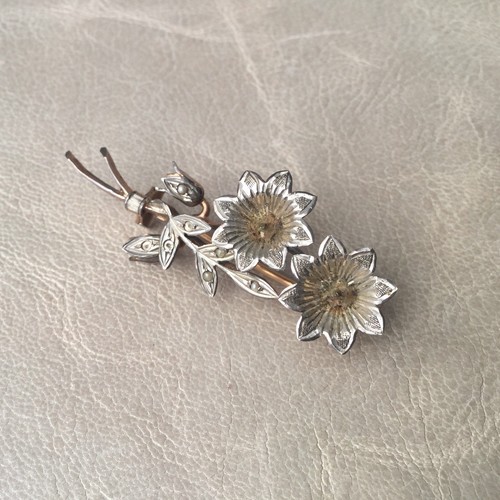 Antique solid silver flower - solid,