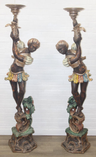 Pair carved and painted - carved,