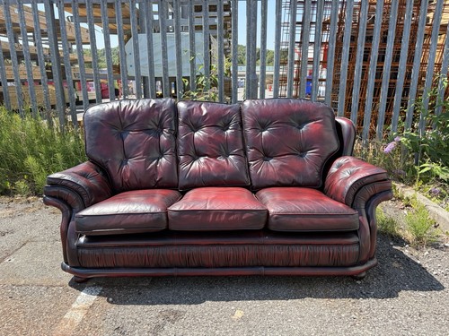 Oxblood leather seater sofa - leather, 3