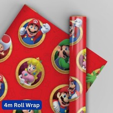 Birthday Wrapping Paper, Super Mario Bros, 4m Roll, Gift Wrap, FSC Accredited