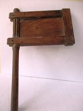 Antique Vintage Wooden Bird Scarer Football Air Raid Beaters Rattle Hand Fan "F