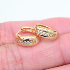 18K Yellow Gold Filled Women Fashion Clear Topaz Small Huggie Earrings Jewelry