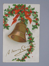Vintage Postcard A Merry Christmas embossed
