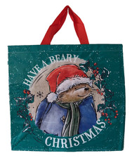 PADDINGTON BEAR wearing a Santa hat scarf holly Beary Christmas Shopping Bag NEW