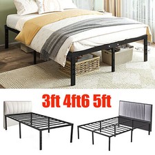 Strong Single Double King Bed 3ft 4ft6 5ft Metal Bed Frame Bedroom Furniture