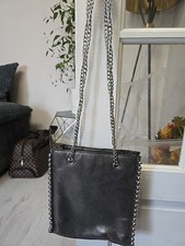 Zara Woman Metallic Grey Studded Chain Strap Shoulder Bag *Used ONCE* 
