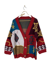 Funky Knitted Cardigan Red