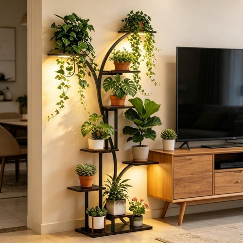 Tall corner plant stand with - tall,