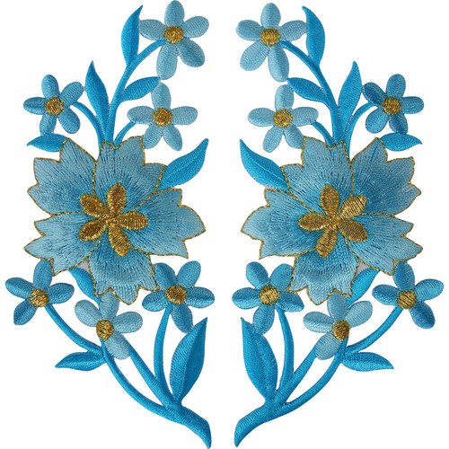 Pair flower patches iron - of,