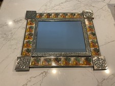 Vintage Mexican Mirror ( Tiles & Silver Metal )