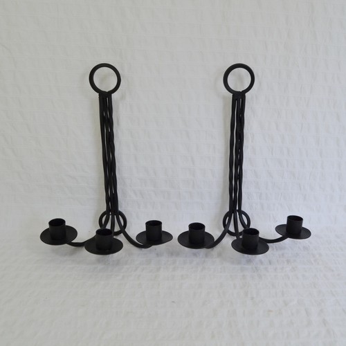 Pair wrought iron wall - wrought,