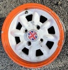 Classic Mini Wheels Minilite 13" White Orange With Union Jack Centre Caps + Nuts