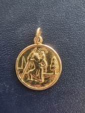 9ct Yellow Gold St Christopher Pendant, 375, with Ring Bail, 17mm Wide
