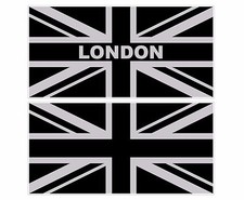 LARGE SILVER + BLACK UNION JACK FLAG UK 300mm x 150mm 12" x 6" DECAL STICKER