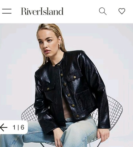 River island uk12 black faux - island,