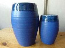 Cobalt Satin Blue finished Vases David Body John O'Groats Studio 9 & 12.5cm Tall