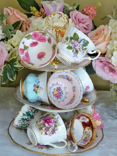 Mismatched vintage teacups - teacups, &