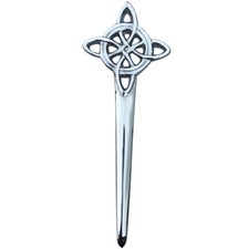 Scottish Thistle Kilt Pin Badge Design Silver Finish 4" Heritage Kilts Pins