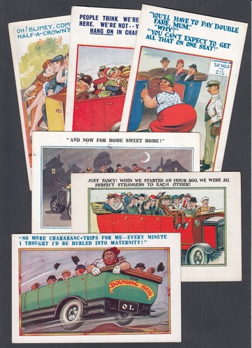 Six humour printed postcard - six,