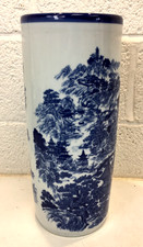 Vintage Blue & White Ceramic Umbrella Holder Stand