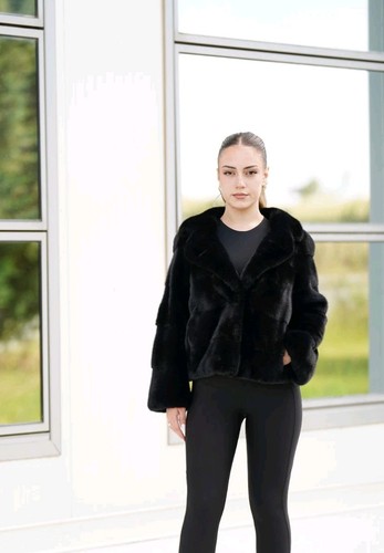 Blue black mink fur jacket - fur,