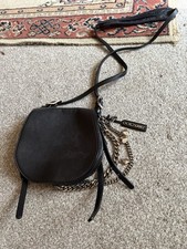 JIMMY CHOO Biker saddle Black Leather Shoulder Cross Body Bag  