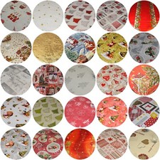 Christmas Wipe Clean PVC Vinyl Oilcloth Tablecloth Cover 140cm ROUND Circle