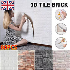 80PCS 3D Tile Brick Wall Sticker Self-adhesive Waterproof Foam Panel Wallpaper·