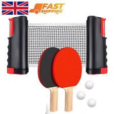 Professional Table Tennis Set Retractable Net 2 Ping Pong Paddle Bats 3 Balls UK