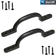 2x ANTIQUE BLACK 6" (155mm) HOT BED D PULL HANDLE Shed Door Garden Gate External