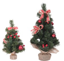 Decorated Mini Christmas Tree Perfect for Desk 30 or 50cm with Red Bows Baubles