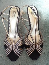 Shalimar Shoes Black Satin & Diamante 3.5" Stiletto Heel Party Shoes Size 6/39
