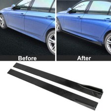 2X 2m 78.7" Side Skirts Extension Rocker Splitter Body Kit Gloss Black Universal