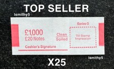 25 x £20 note money bands UK currency straps Same Day Postage Holds 50 Notes