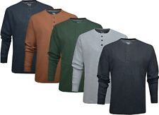 Mens Henley Jumper Top Grandad Neck Plain Waffle Knit T-shirt M-3XL by Beebizco