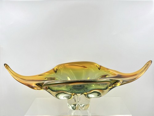 Large murano amber green glass - murano,
