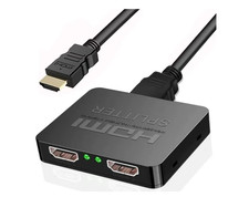 4K HDMI Splitter 1 in 2 Out, HDMI Splitter 1 to 2 Way for Dual Monitors, Full HD