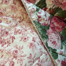 Vintage Sanderson Stapleton Park Single Fitted Quilt/Bedspread Pink Floral #B13
