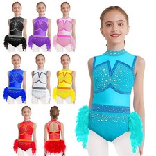 Girls Sequins Feather Skirted