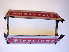 VINTAGE OLD PORCELAIN ENAMEL SIGN FIRESTONE TYRE FOLDING STAND SERVICE STATION #