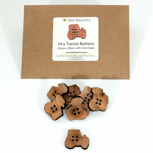 Tractor shaped wooden buttons - tractor,