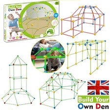 264PC Building Your Own Den Kit Kid Play Gift Construction Fort Tent Making Set.