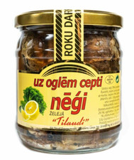 On charcoal grilled lamprey in