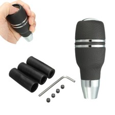 Car Automatic Stick Gear Shift Knob Shifter Lever With Button Aluminum Leather